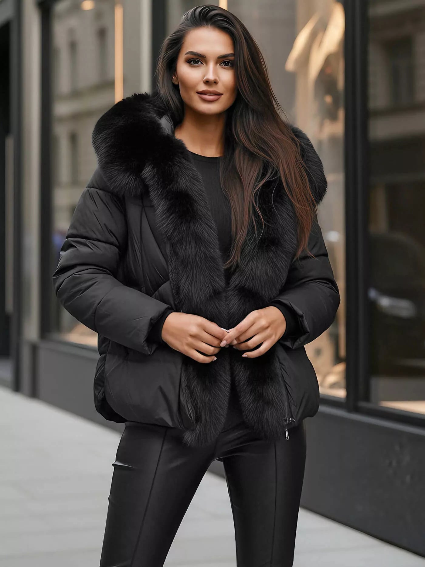 Moteriška juoda žieminė striukė Lota