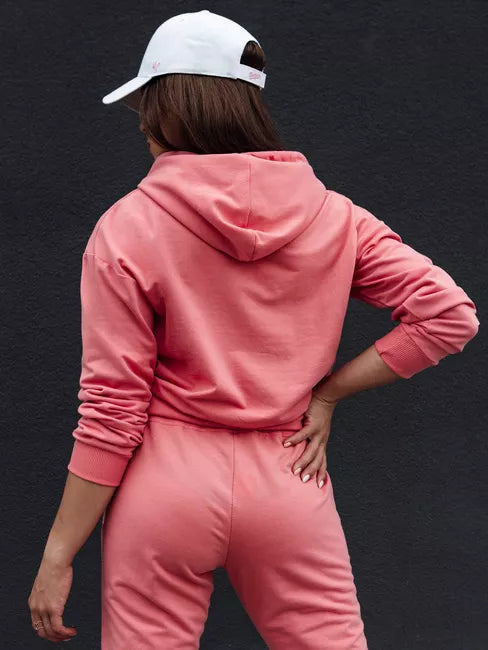 Moteriškas rožinės spalvos džemperis su gobtuvu Trend