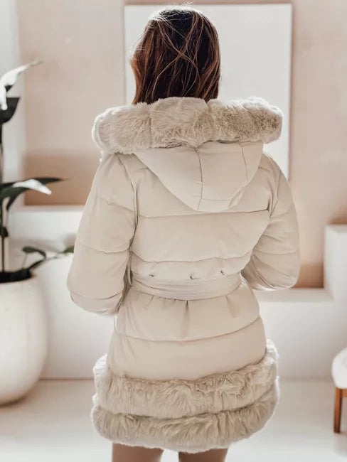 Sieviešu brūna jaka ar kažokādu City