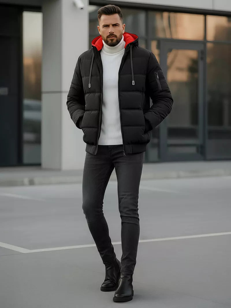 Vīriešu melna ziemas jaka Rock