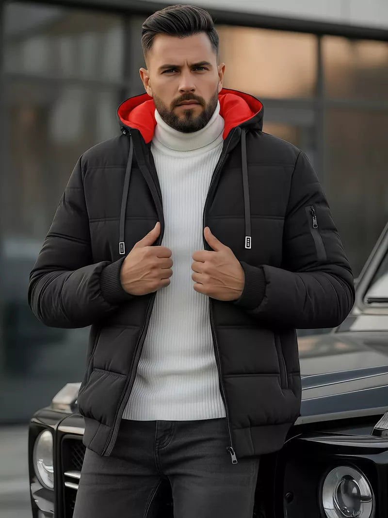 Vīriešu melna ziemas jaka Rock