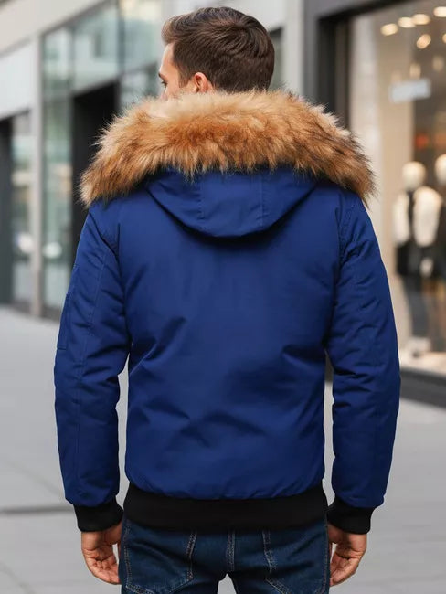 Bomber stiliaus žieminė tamsiai mėlyna vyriška striukė Lemor