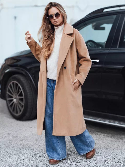 Sieviešu brīva piegriezuma brūns mētelis Wild