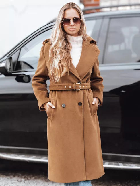 Sieviešu brūns ziemas mētelis Gino