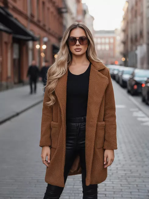 Sieviešu brūns ziemas mētelis Tara