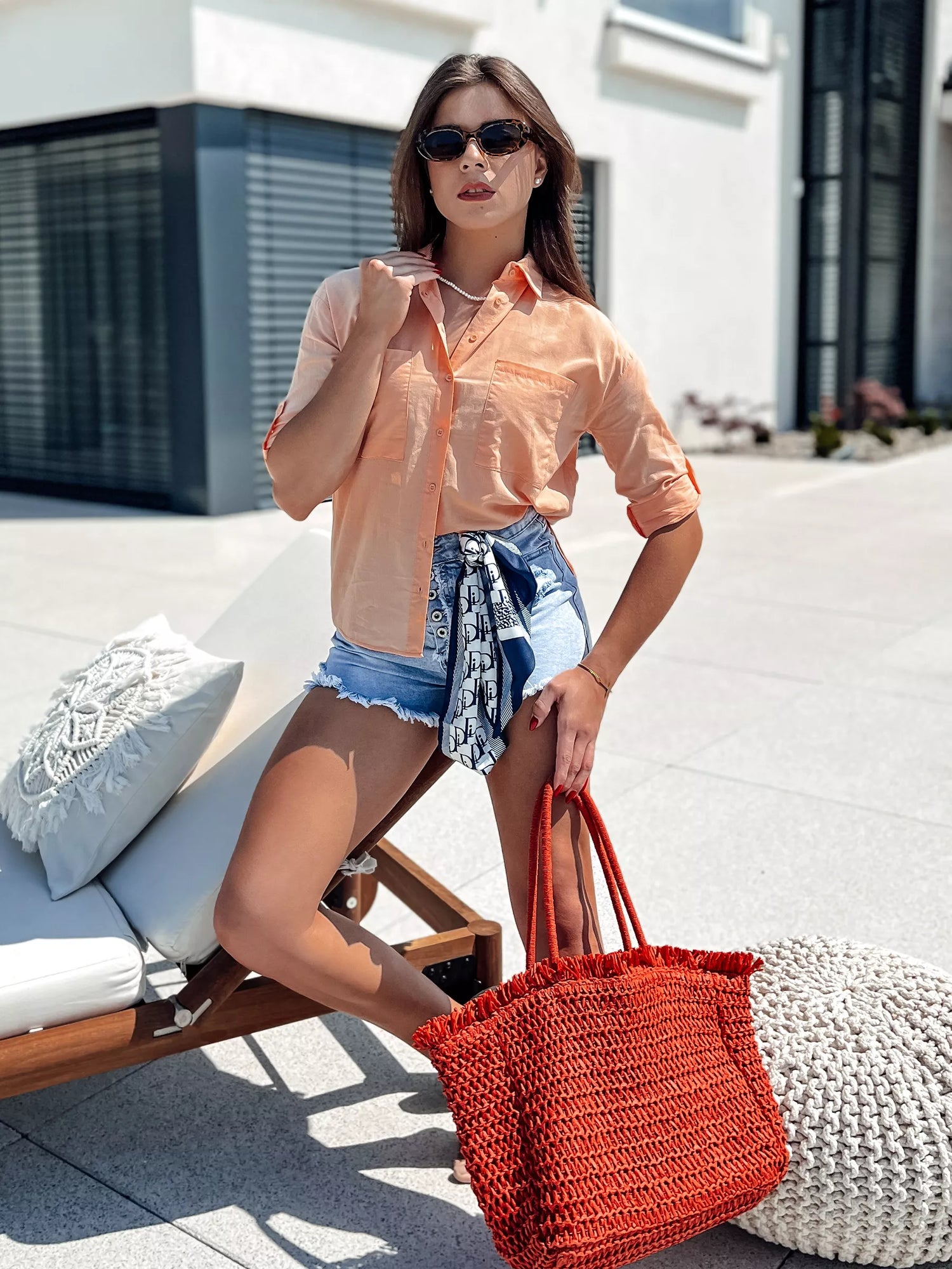 Sieviešu persiku krāsas krekls Stilīgs