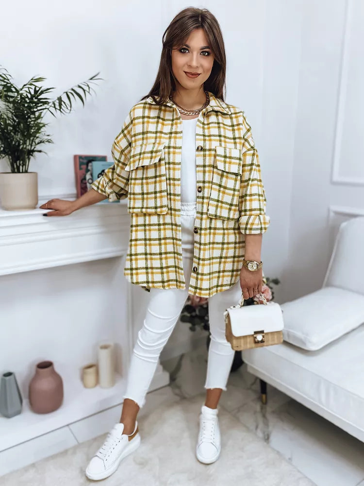 Sieviešu zaļš rūtains krekls ar garām piedurknēm Gina