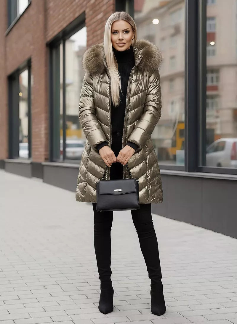 Zelta krāsas sieviešu ziemas jaka Marisa