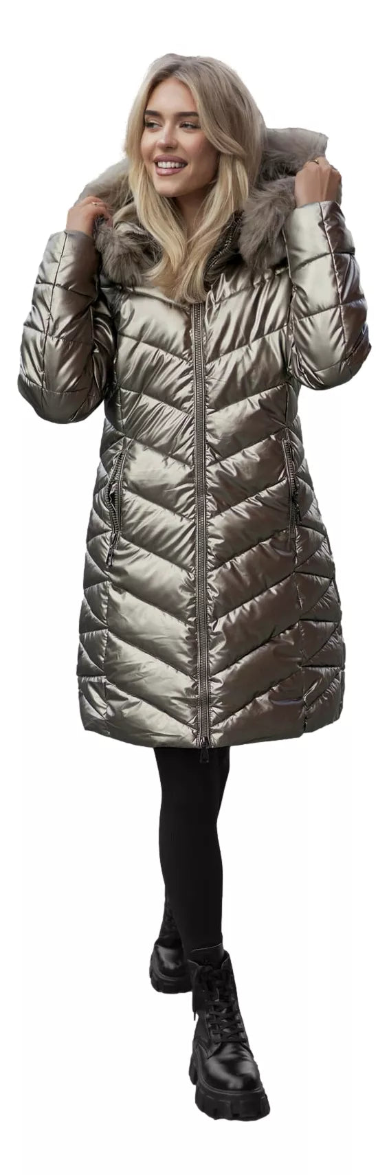 Zelta krāsas sieviešu ziemas jaka Marisa