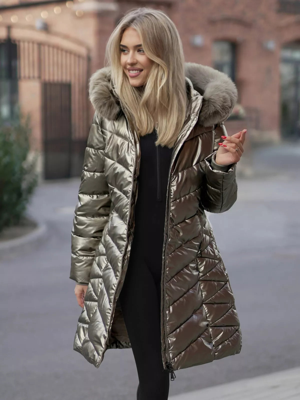 Zelta krāsas sieviešu ziemas jaka Marisa