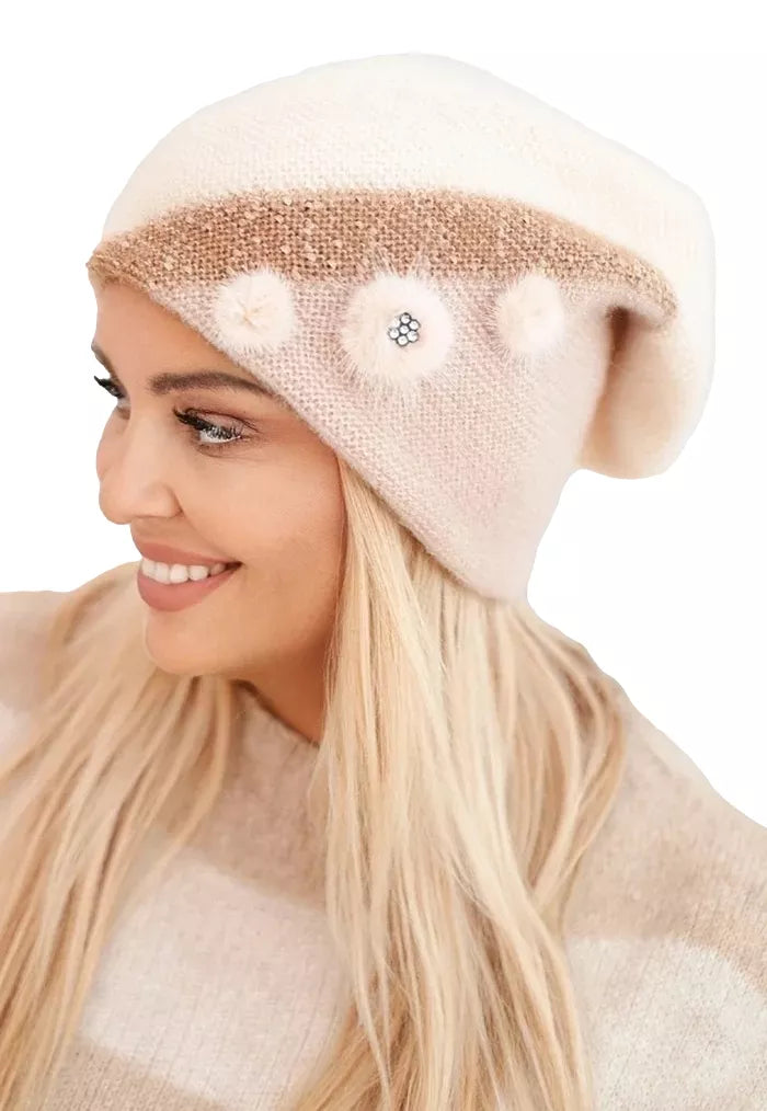 Sieviešu balta cepure Roze