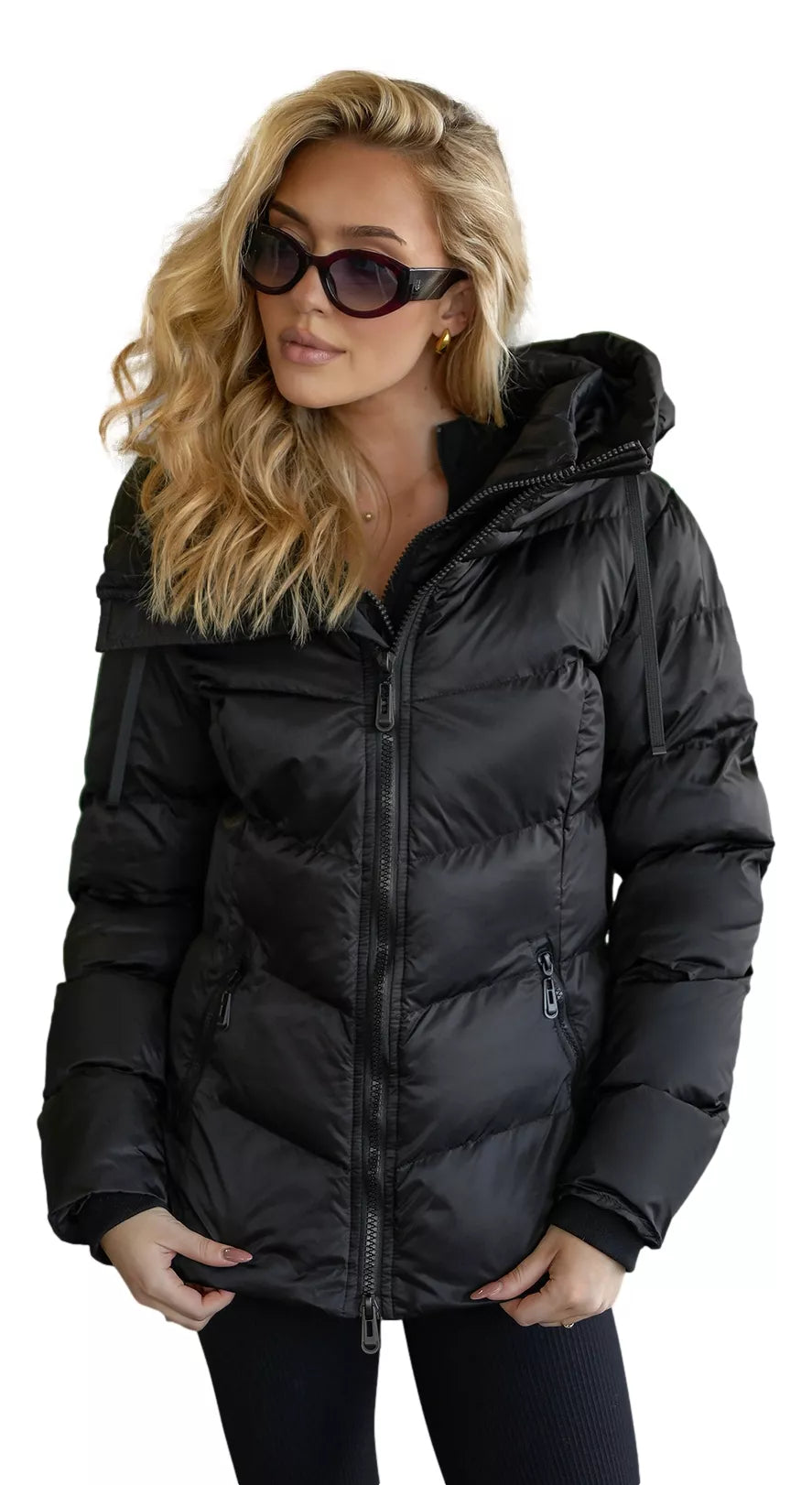 Sieviešu melna stepēta jaka Emilin