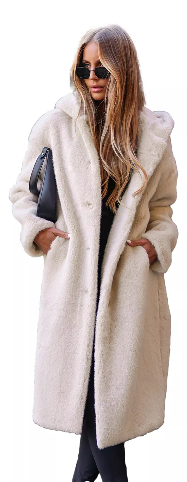 Sieviešu garā, brūna mākslīgās kažokādas ziemas jaka Vesta