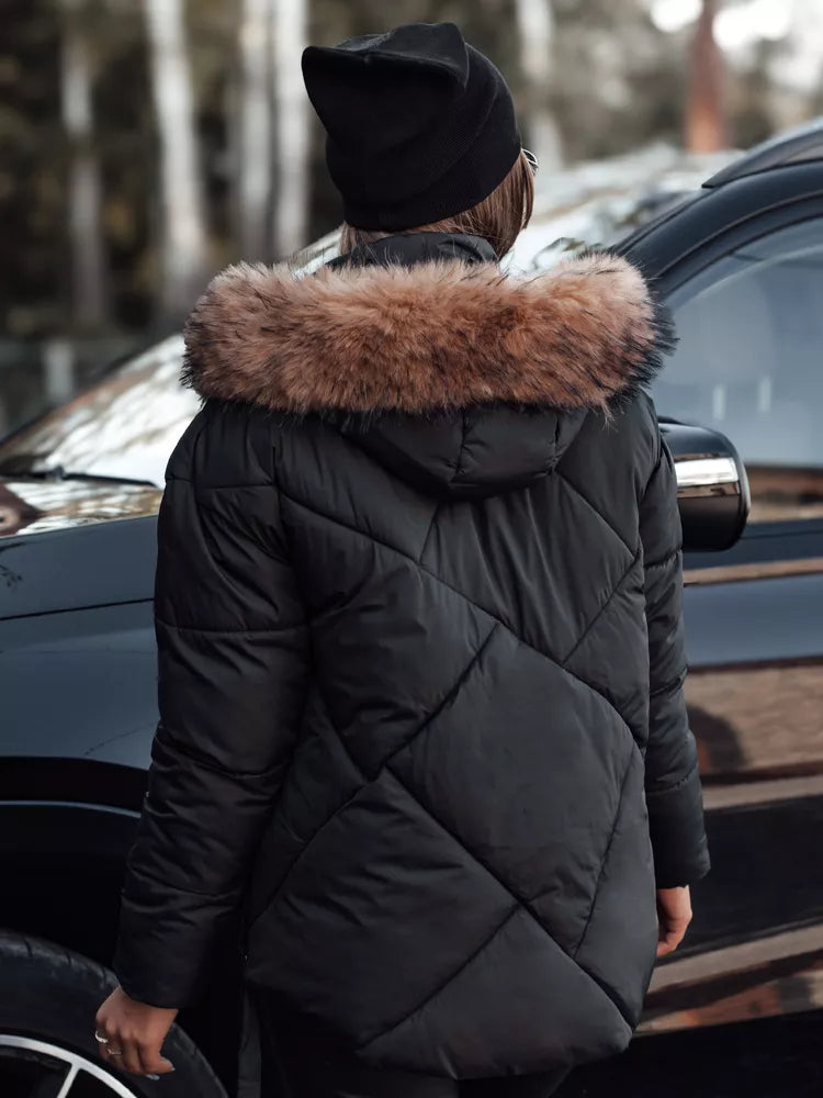 Sieviešu melna stepēta ziemas jaka Sisi