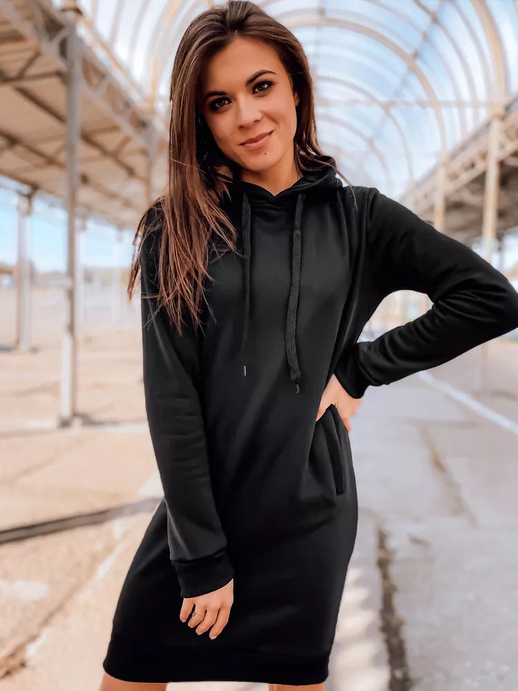 Sieviešu melna kleita ar kapuci Margaret