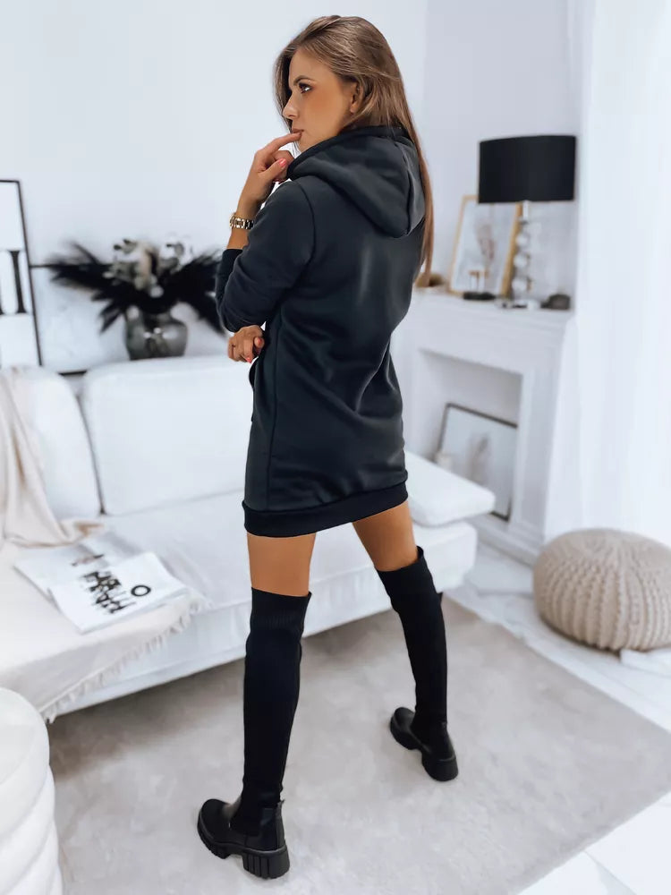 Sieviešu melna kleita ar kapuci Megan