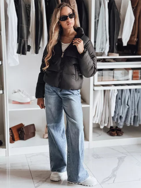 Sieviešu melna ziemas jaka Glam