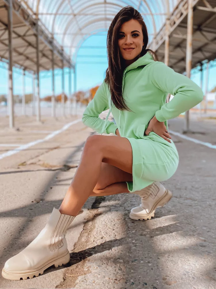 Sieviešu kleita piparmētru krāsā ar kapuci Margaret