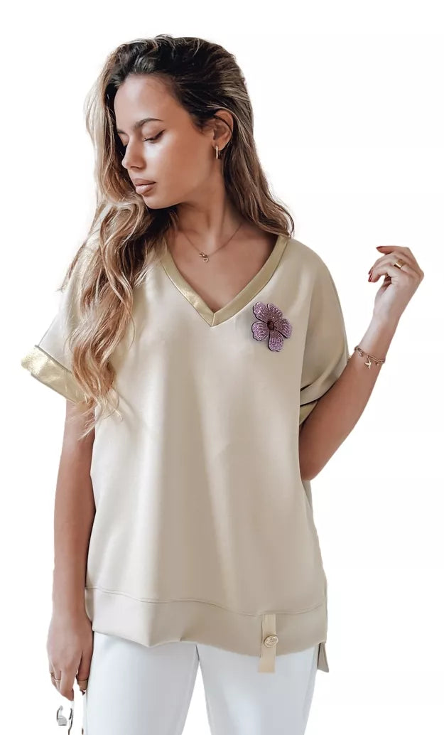 Sieviešu oversize brūns T-krekls Shine