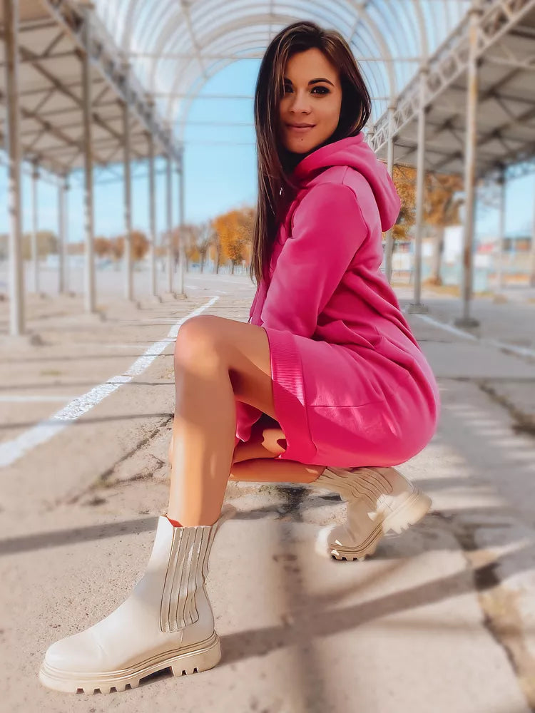 Sieviešu rozā kleita ar kapuci Margaret