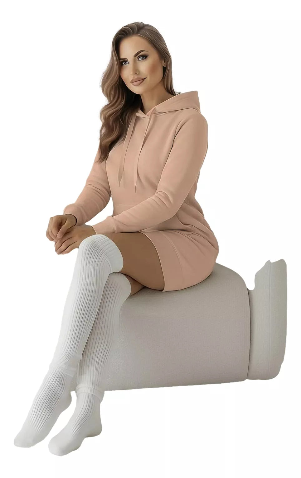 Sieviešu brūna kleita ar kapuci Megan