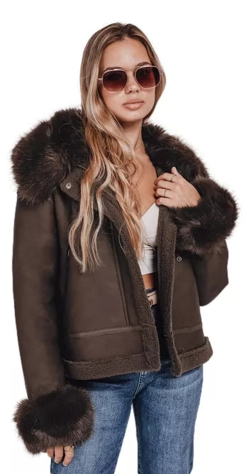 Sieviešu brūna jaka Aiden