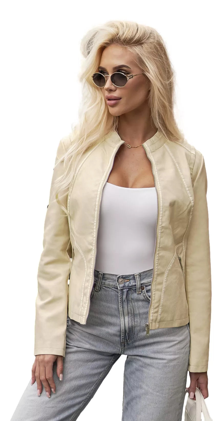 Sieviešu brūna ādas jaka Emeli