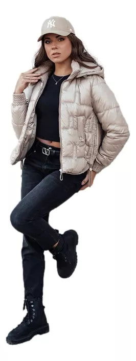 Sieviešu brūna ziemas jaka silta