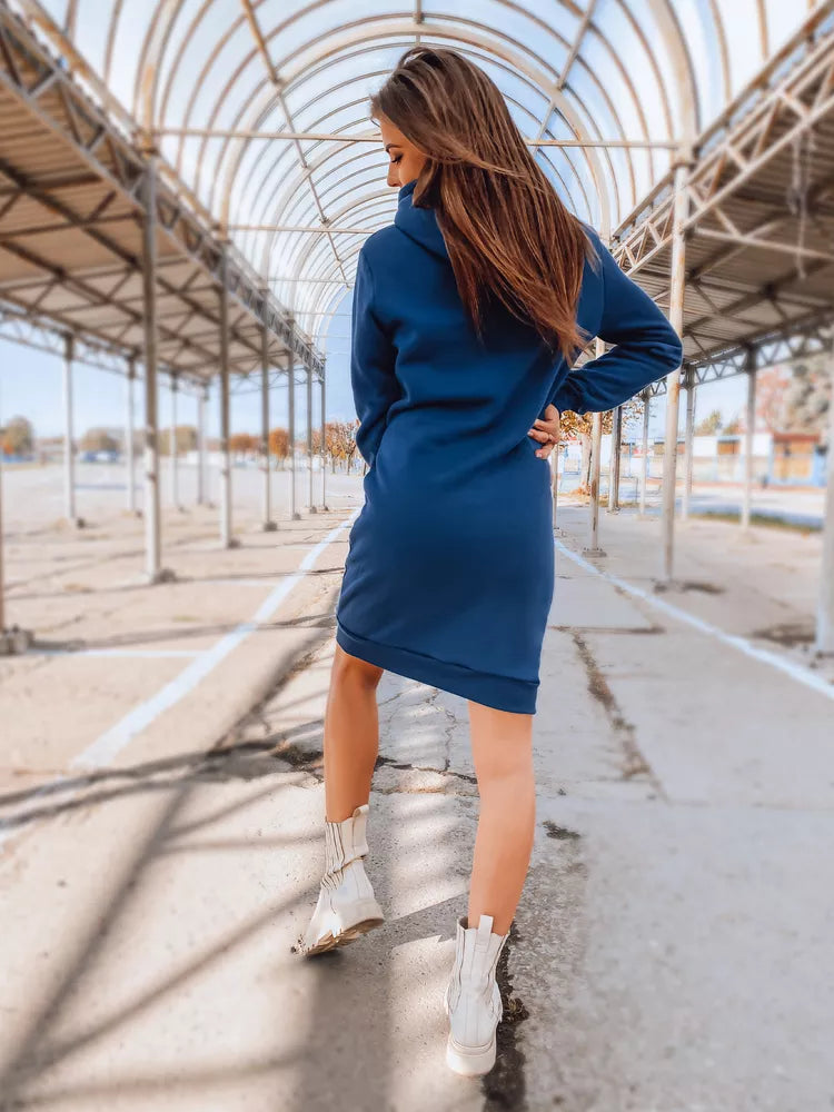 Sieviešu tumši zila kleita ar kapuci Margaret