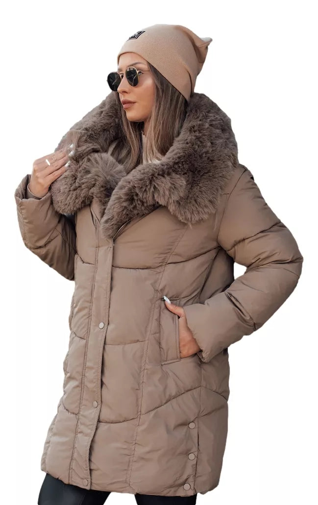 Sieviešu tumši brūna ziemas jaka Niki