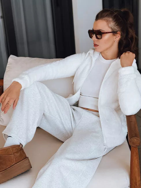 Sieviešu balts kapučjakas džemperis Alan