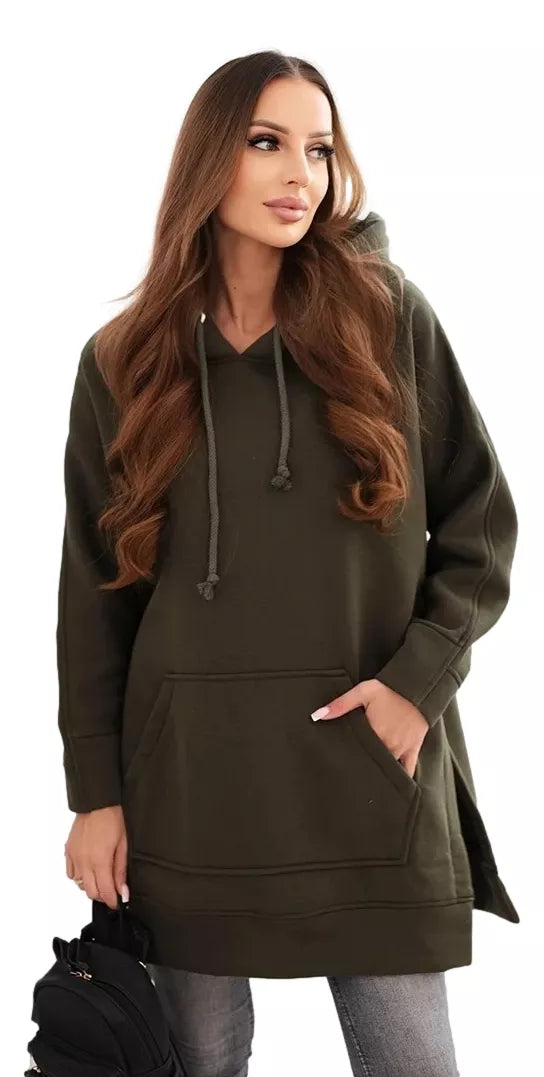 Sieviešu haki krāsas kapučjakas vīna krāsā