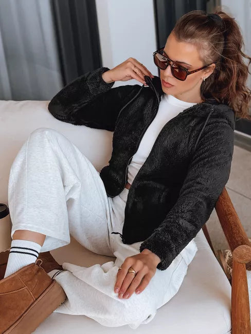 Sieviešu melns kapučjakas džemperis Alan