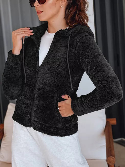 Sieviešu melns kapučjakas džemperis Alan