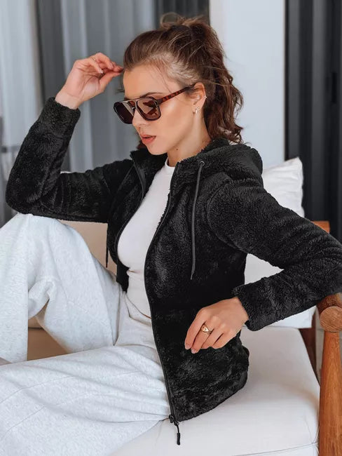 Sieviešu melns kapučjakas džemperis Alan