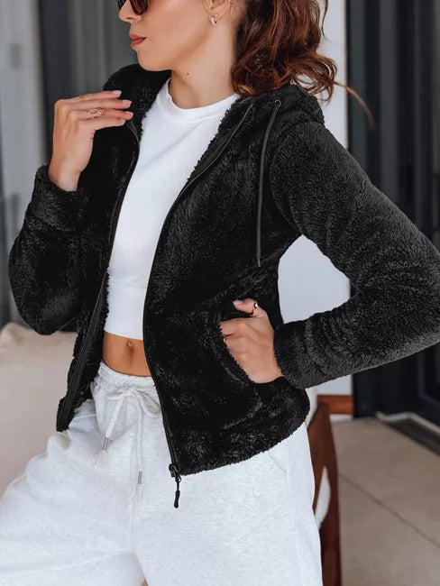 Sieviešu melns kapučjakas džemperis Alan