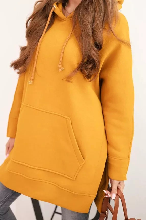 Sieviešu oranžs kapučjakas džemperis ar kapuci. Vīna krāsas