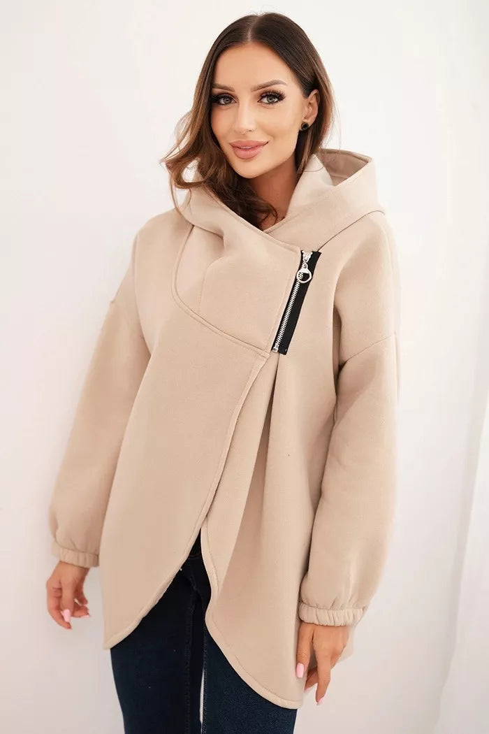 Sieviešu brūns džemperis ar kapuci Jonit