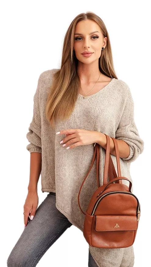 Sieviešu brūns vilnas džemperis Elvis 