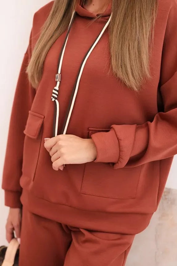 Sieviešu gaiši brūns brīvā laika apģērbu komplekts Nela.