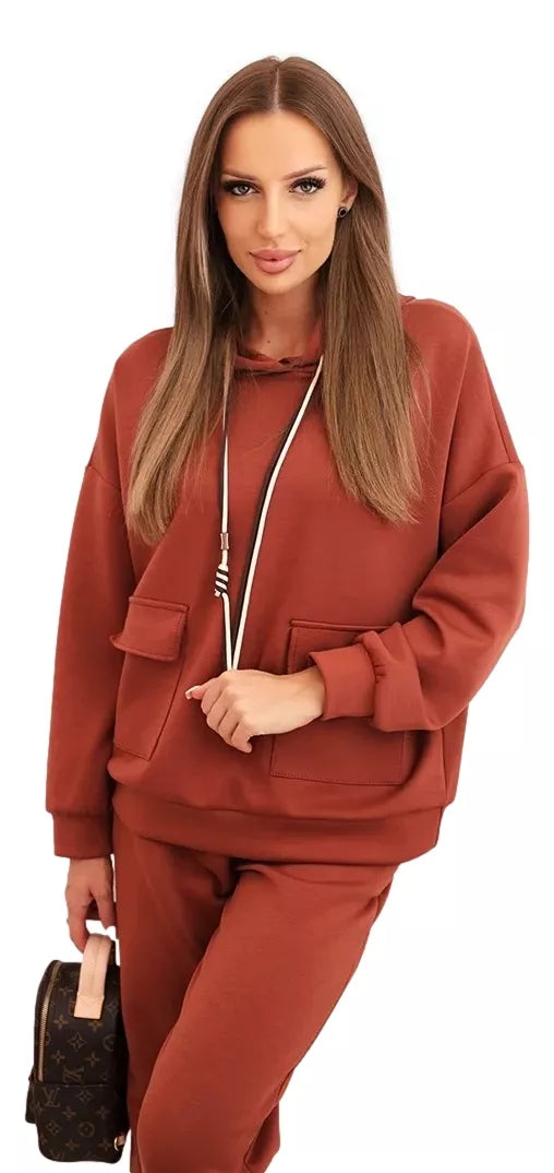 Sieviešu gaiši brūns brīvā laika apģērbu komplekts Nela.