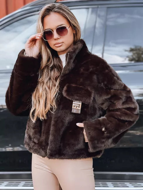 Sieviešu tumši brūns īss kažoks Ariel