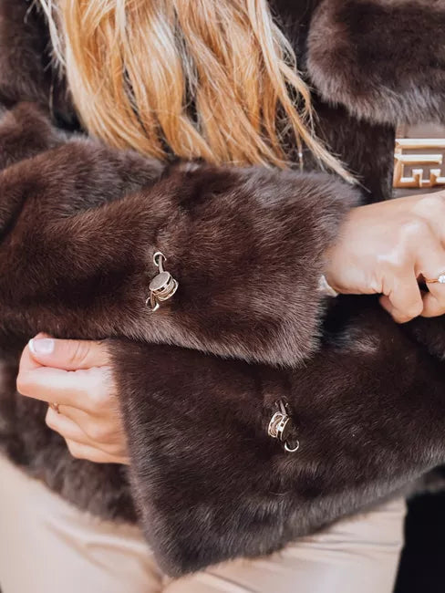 Sieviešu tumši brūns īss kažoks Ariel