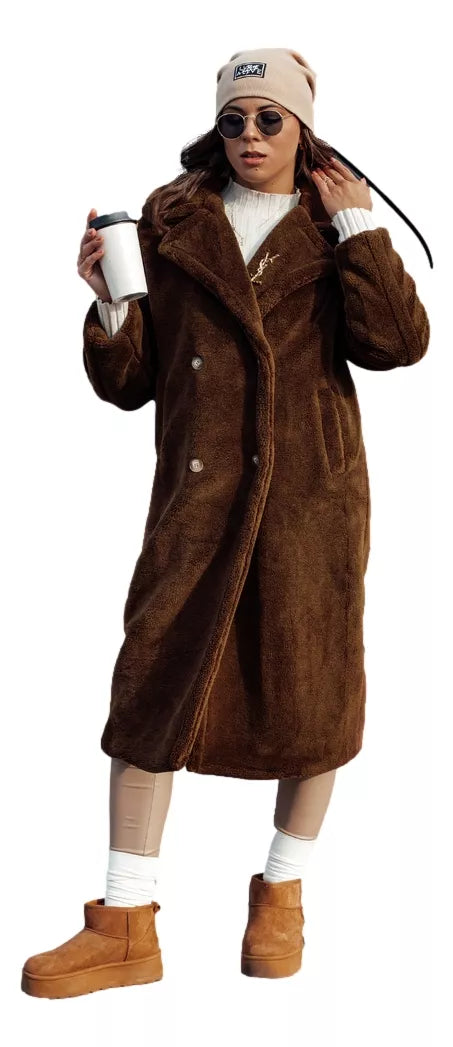 Sieviešu ziemas brūns mētelis Luxer