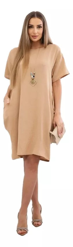 Brūna kleita ar kabatām un kulonu Deli 