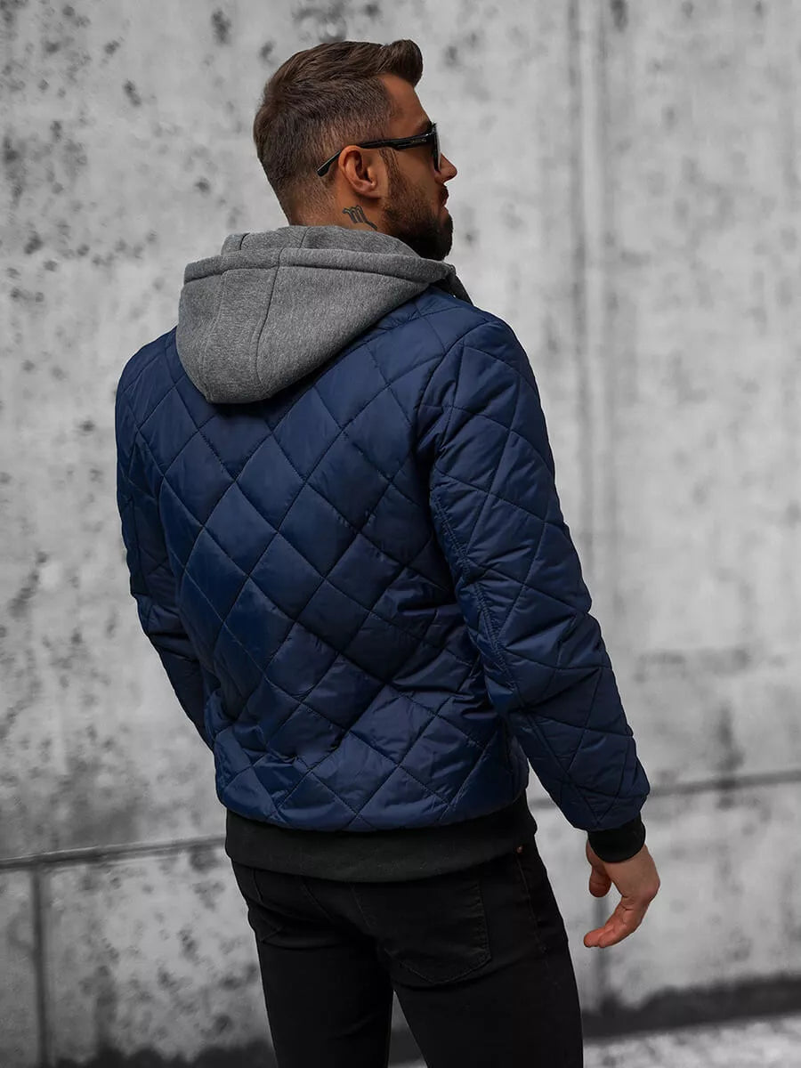 Tumši zila vīriešu jaka ar kapuci Lator