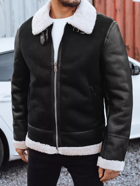 Vīriešu melna ādas jaka Mito