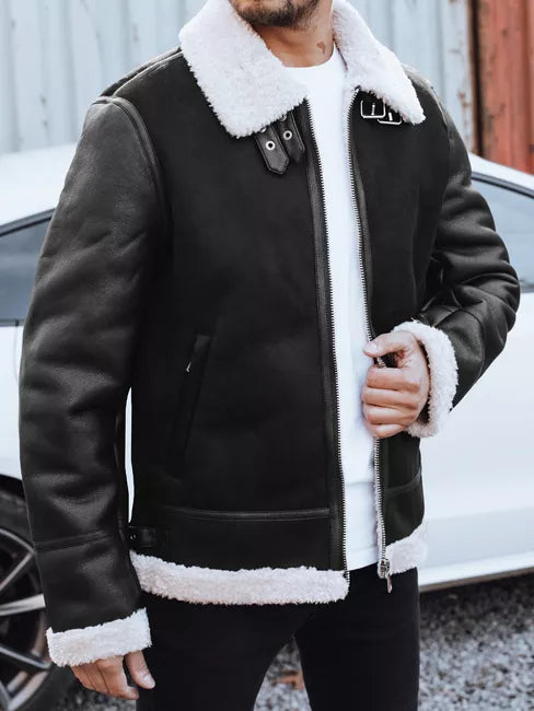 Vīriešu melna ādas jaka Mito