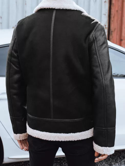 Vīriešu melna ādas jaka Mito