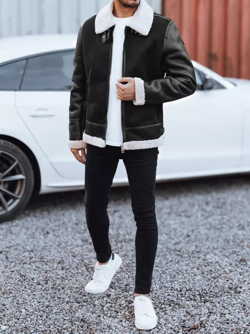 Vīriešu melna ādas jaka Mito